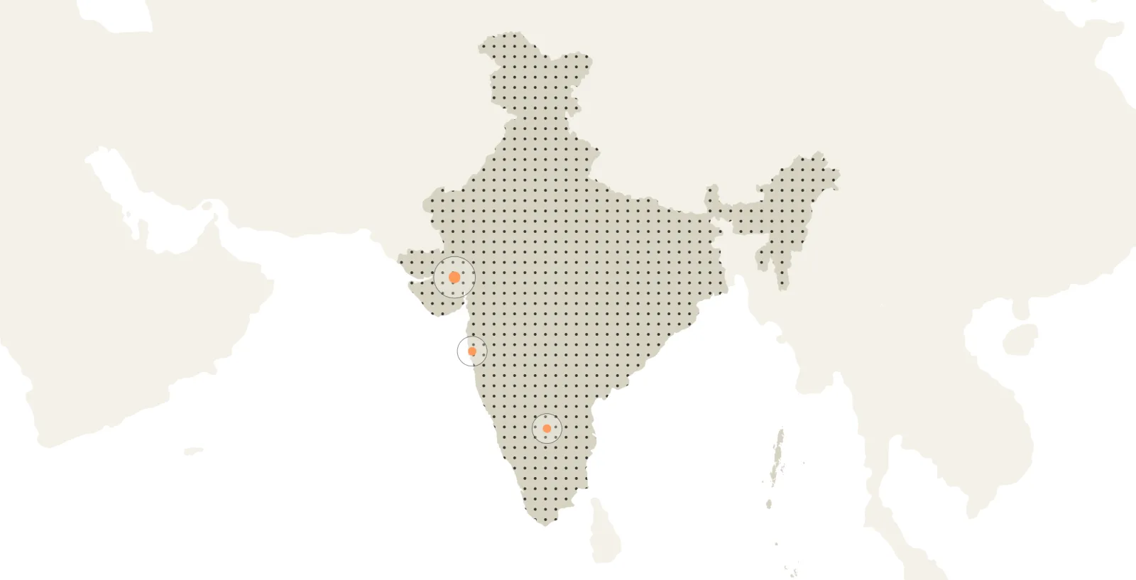 Map of India with Mumbai, Ahmedabad, Bangalore, and Gandhinagar marked.
