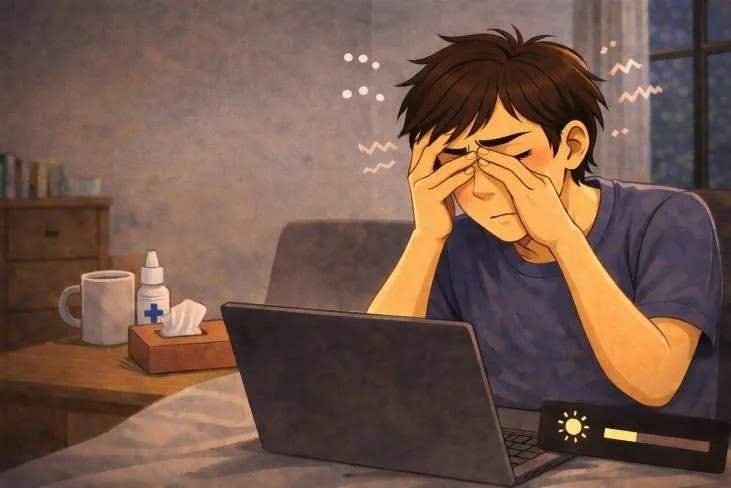 Eye strain and visual heaviness